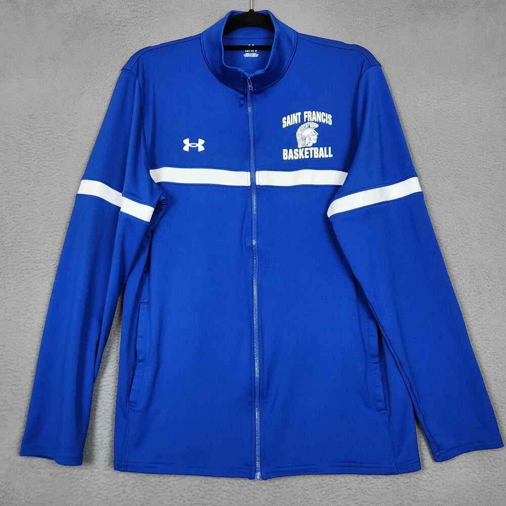 Under Armour Track Jacket Mens Large Blue Zip Saint Francis Basketball 1376884
